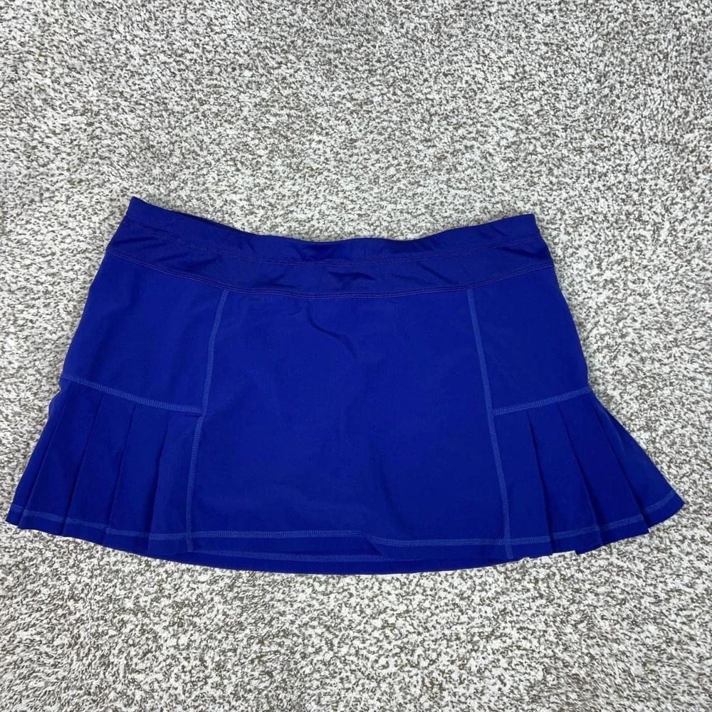 Athleta Skort Womens Large Blue Pleated Lined Tennis Warrior Zip Pocket Athletic